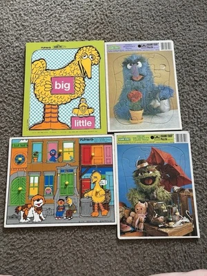 Rompecabezas bandeja madera y marco vintage calle Sésamo Oscar, Big Bird & Friends Foto 1 de 4