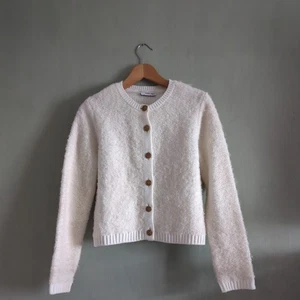 MNG Ivory Textured Knitted Cardigan With Buttons Brown Uk M - Picture 1 of 24