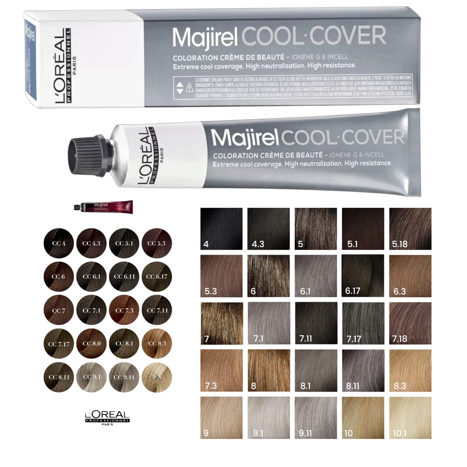 Color de cabello L'OREAL Majirel COOL.COVER 1,7 OZ elige tu tono Foto 1 de 1