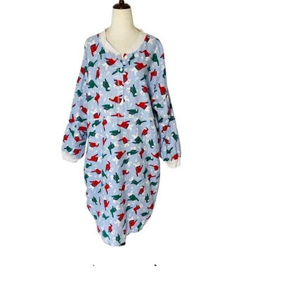 VINTAGE JENNIFER MOORE Christmas Polar Bears Flannel Nightgown Size Medium - Image 1 of 4
