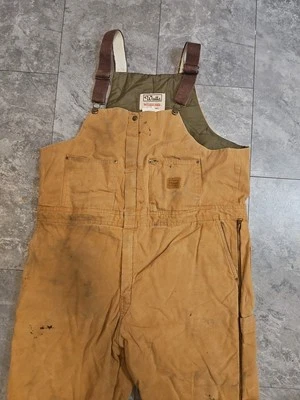 VTG Walls Blizzard Pruf Bib Overalls 2XL REGULAR Brown Quilted Insulated Duck - Image 1 of 4