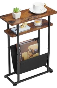 Narrow Small Side Table For Small Spaces Slim End Table With Magazine Rack Narro - Picture 1 of 9