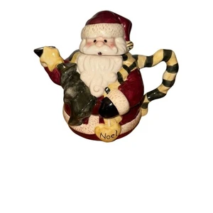 Vintage Weihnachtsmann mit Baum Keramik Teekanne "Noel" Weihnachtsdeko 8" - Bild 1 von 7