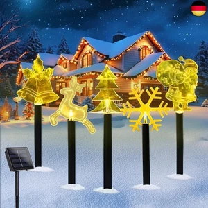Gartenstecker Solar Weihnachten – 5 Stück LED Weihnachtsdeko für Außen, Solar Le - Bild 1 von 7