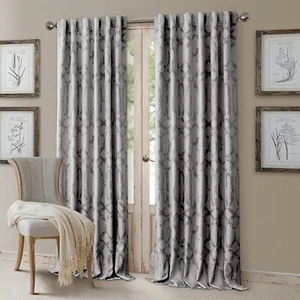 Elrene 268391 Darla Tonal Blackout Window Curtain Grey 52x95" - Picture 1 of 4