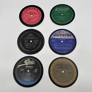 Menge 6 Vintage Untersetzer OG VINTAGE Vinyl Schallplatte Etiketten Recycelt Handarbeit (B) - Bild 1 von 8