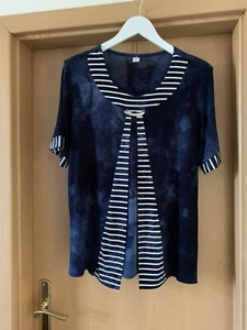 Raffiniertes. Sommer 🍀Damen-Shirt 🍀Gr. 44🍀 Blau Weiß Gestreift - Bild 1 von 5