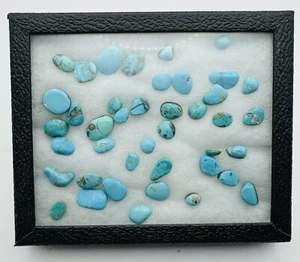 Turquoise Cabochon Lot Of 41 Shipped In Clear Top Box As Shown Perfect Ring Size - Picture 1 of 7