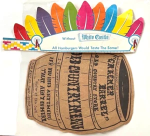 Original Cracker Barrel Ad & White Castle Nativo American Ad Tocado de Plumas - Imagen 1 de 4