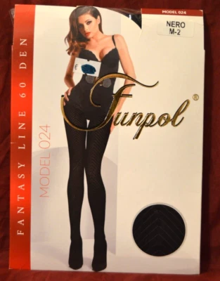 Medias Funpol Fantasy espiga 60 denier negras talla mediana puntera transparente (BB5) Foto 1 de 4