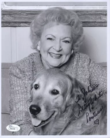 BETTY WHITE HAND SIGNED 8x10 PHOTO      THE GOLDEN GIRLS      TO JOHN        JSA Cover