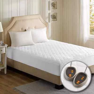Luxury Heated Mattress Pad Quilted Electric Bed Warmer Warming Cover Deep Pocket - Image 1 of 4