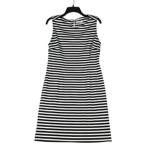 Vestido Calvin Klein Negro/Blanco Sin Mangas Vaina Talla 10 Clásico Cuello Redondo Espalda Cremallera - Imagen 1 de 8