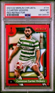 2021-22 Cameron Carter-Vickers Topps Merlin Chrome Red Celtic Card 2/10 PSA 10 - Picture 1 of 3