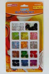 126 pieces Different Vivid Colour Same In Size Handy Emergency Sewing Button Set - Picture 1 of 1