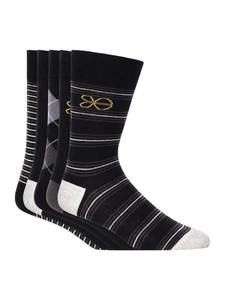 Crosshatch - Men's 'REGALINE' Socks 5pk - Black - Picture 1 of 8