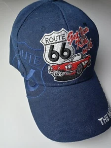 Route 66 "The Mother Road" Adjustable Strap Hat Cap Navy Blue - Picture 1 of 5