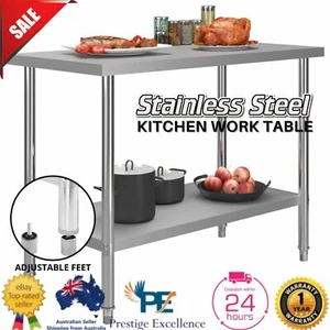 Food Prep Table Kitchen Work Stainless Steel Commercial Workbench Shelf Catering - Picture 1 of 8