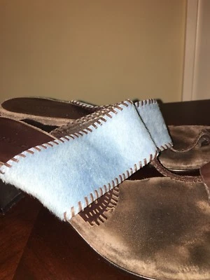 Женские босоножки Glory Chen из коровьей кожи с кольцом на квадратном носке на каблуке котенка синие - Изображение 1 из 4