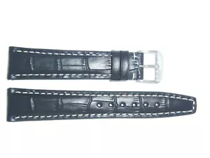 RIOS1931 Germany Embossed Alligator Grain Watch Band Strap 19 mm Black "BOSTON" - Picture 1 of 2