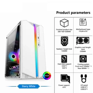 Transparent Computer Case PC Tower With RGB Atmosphere Lamp For M-ATX/ITX _xa - Photo 1/11