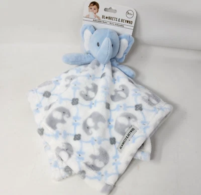 Blankets & Beyond Elephant Security Blanket Soother Comforter Fleece Blue Gray - Image 1 of 4