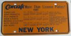 1981 New York State Advertising License Plate CORCRAFT Makers Of The Plates