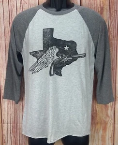 Next Level Miranda Lamberts Pink Pistol Texas Print Raglan Baseball Tee Small - Picture 1 of 6