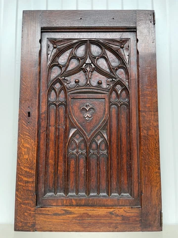 Stunning Gothic Revival Door panel Carved in oak Cover