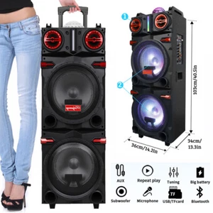 Altoparlante Bluetooth 9.000 W doppio 10" subwoofer sistema audio bassi pesanti festa e microfono - Foto 1 di 14