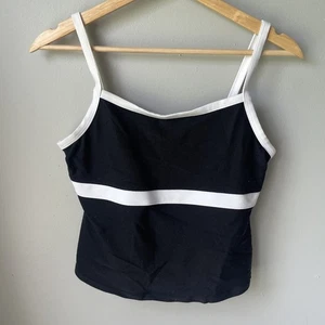 Lands End Tankini Badeanzug Oberteil Damen Größe 8 schwarz-weiß - Bild 1 von 6