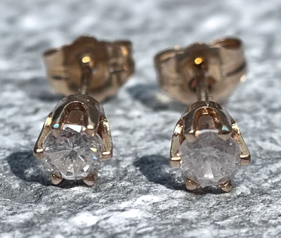 Women's 14K Yellow Gold .40 CT TDW WHITE Diamond Stud Earrings - Image 1 of 4