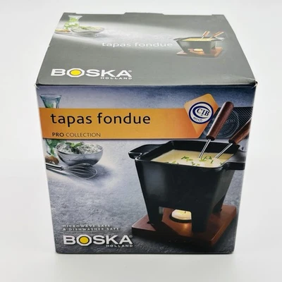 BOSKA Tapas Fondue Mini Ceramic Fondue Set Pot, Board, 2 Forks & Light. NIOB - Image 1 of 4