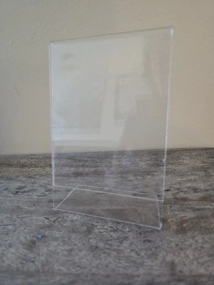 Clear Plastic Stand Retail Signage 4x 5"in Holds 1 Sign Holder Photo Frame - Image 1 of 2