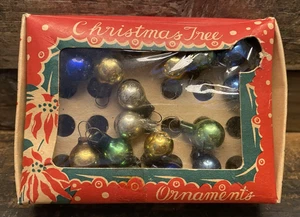 Vintage Mini Christmas Bulb Ornaments in Original Box MCM 1950’s Japan 3/8” - Picture 1 of 7
