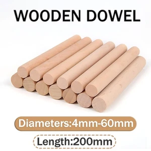Wooden Dowel Rod 4/5/8/10/12/15/18/20/22/25-60mm Diameters x 200mm Wood Doweling - Picture 1 of 7