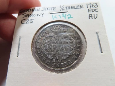 K142 Germany Saxony 1763 1/6 Thaler AU - Image 1 of 2