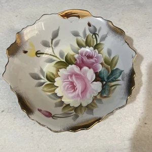 Vintage kleine Porzellan Blumen Schale mit Goldrand - Bild 1 von 7