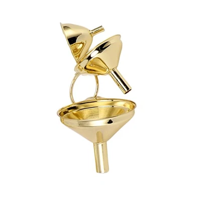 Juego de embudo de acero inoxidable dorado de 3 piezas aceite de cocina líquido metal para enlatado Foto 1 de 4