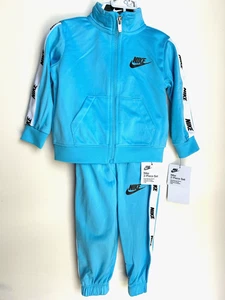 Nike Boys 2pc Tricot Track Suit Set Jacket Pants Baltic Blue Size 12M New - Picture 1 of 6