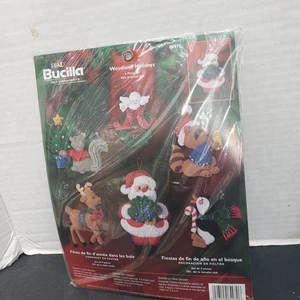 Bucilla Woodland Holidays Felt Ornaments Kit 84970 Santa Animals 6 Piece NEW - Picture 1 of 7