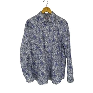 Alan Flusser Shirt Men’s XL Blue Purple Paisley Button Down Long Sleeve - Picture 1 of 7