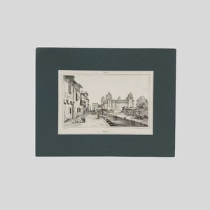1830 ca., Ferrara, sullo sfondo il Palazzo Ducale Litografia - Imagen 1 de 1