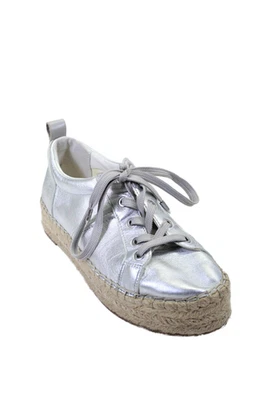 Sam Edelman Womens Lace Up Metallic Platform Espadrilles Sneakers Silver Size 8 - Image 1 of 4