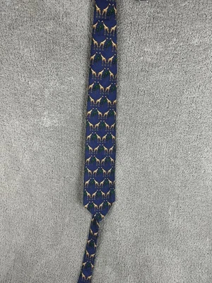 Corbata Brooks Brothers Para Hombre Talla Única Azul Seda Jirafa Palmera Novedad EE. UU. Foto 1 de 4