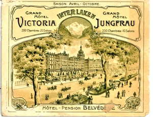 INTERLAKEN GRAND HOTEL VICTORIA  GRAND HOTEL JUNGFRAU pubblicità inizio 900 - Imagen 1 de 4