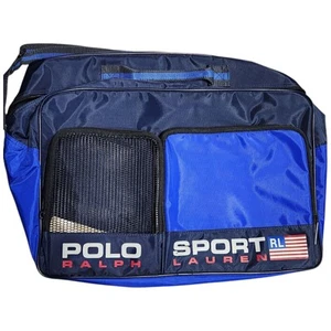 Vtg 90s Polo Sport Ralph Lauren Duffle Bag Spell Out Flag Logo Gym Blue - Picture 1 of 5