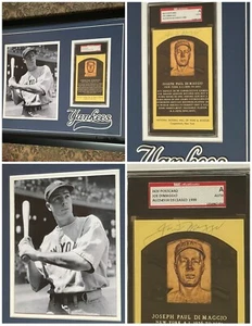Große individuelle, signierte JOE DiMAGGIO Hall of Fame Plakette Postkarte Display SGC Auth - Bild 1 von 6