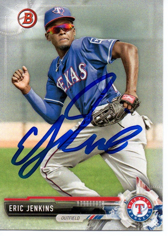 Eric Jenkins Texas Rangers 2017 Bowman Signed Card - Image 1 of 1