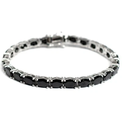 Bracciale Spinello Nero Naturale Ovale 7X5 MM Argento Sterling 925 Gioielli F... - Immagine 1 di 4